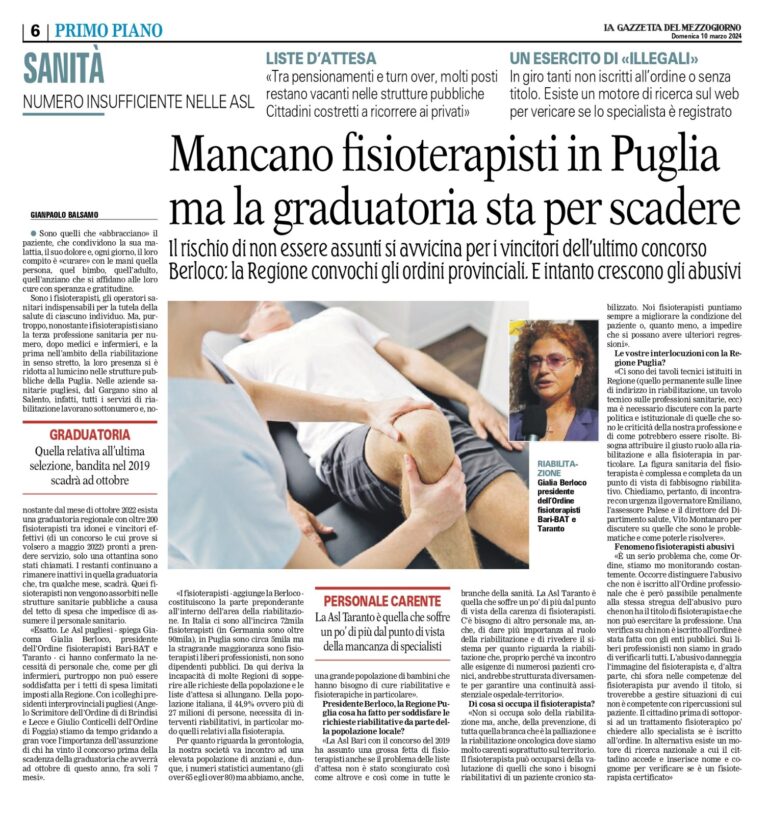 articolo gazzetta del mezzogiorno 10 marzo 2024